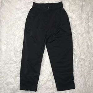 Elizabeth And James High Waist Paperbag Cuffed Belted Pants 8 Black